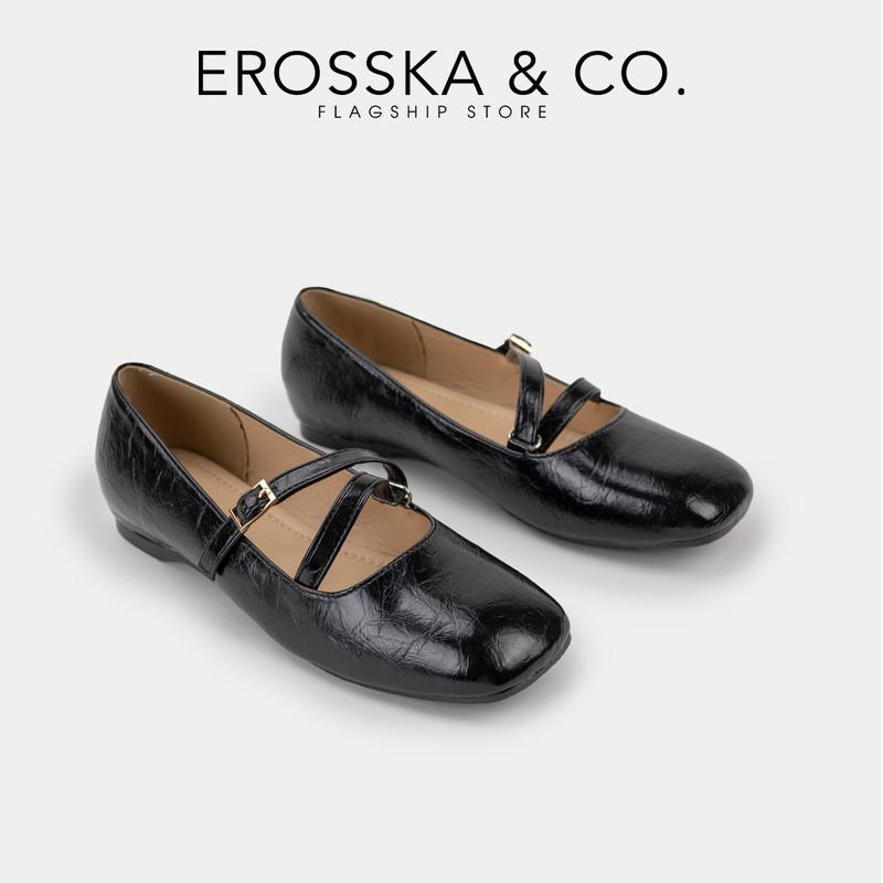 EROSSKA - Giày búp bê nữ kiểu giày ballet core đế độn cao 2cm màu nâu - EL071 6