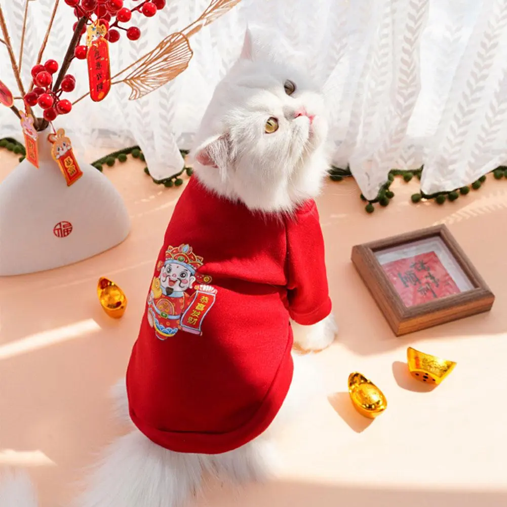 Festive Dog Clothes New Year Pet Coat Chinese Bliss Cat Fleece