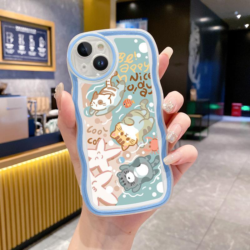 Soft Case Untuk VIVO V23e 4G 5G V11 Pro V11 V11i V17 V17 Neo V19 V19 Neo V21 5G V29 V30 Pro V30 SE V30E 5G V40 SE V5 Lite V5 Plus V5 V5s V9 Youth V9 V9 6GB Transparan Antishock Cute Swimming Kittens Casing Murah Ponsel Silicone 6