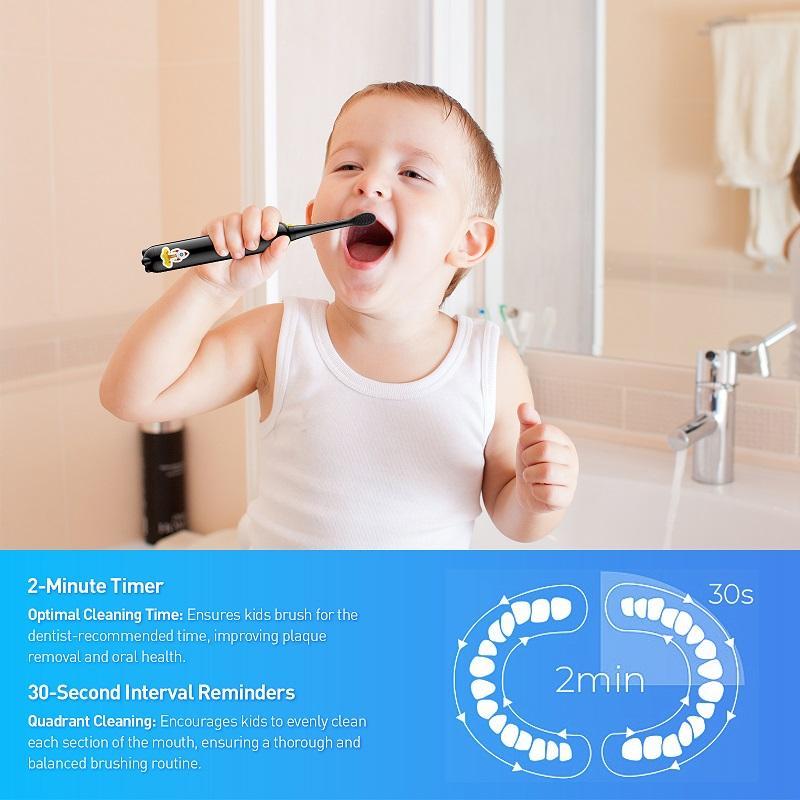 Product Introduction of Electric Toothbrush Set, 1 Count Electric Toothbrush with Replacement Brush Heads & DIY Sticker, Soft and Non Irritating Toothbrush 3