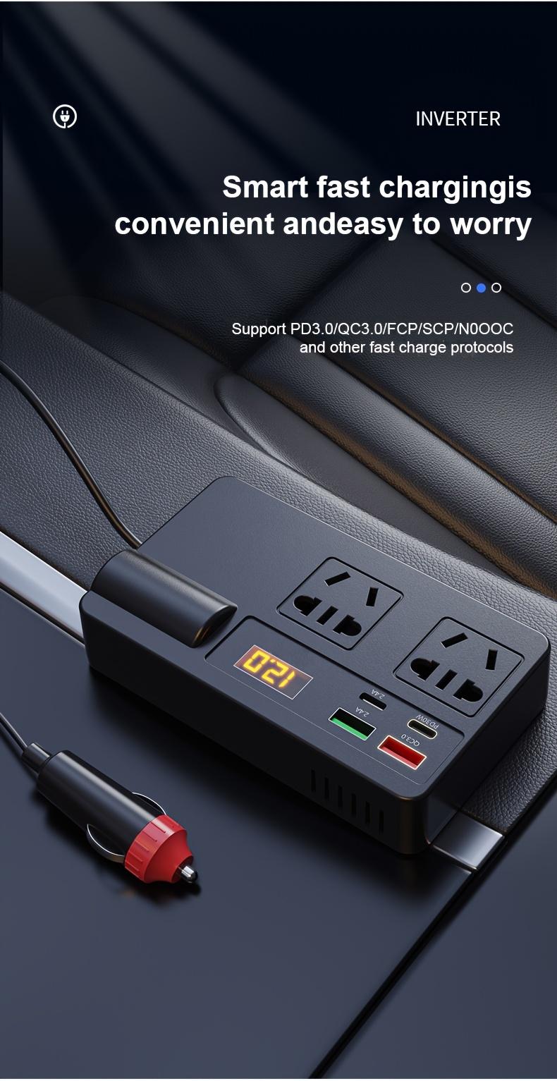 Product Introduction of New car inverter 12v 24v to 220V fast charger USB + PD car power socket converter multifunctional electronic 8