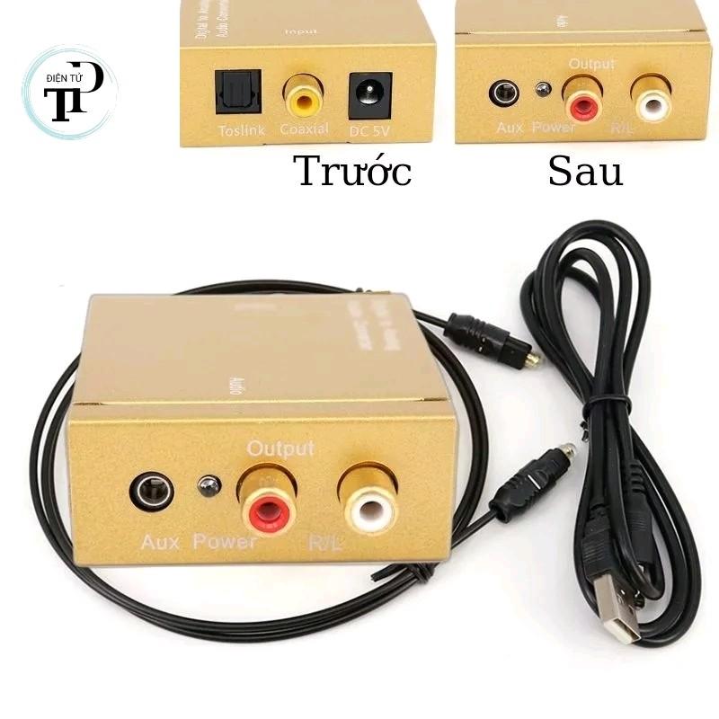 Bộ hộp chuyển đổi âm thanh tivi 4k Optical sang jack 3.5mm và Av R L loa amply