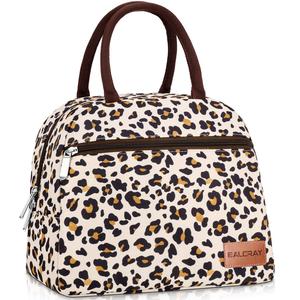 Leopard Print Lunch Bag, Large Capacity Insulated Lunch Bag with Handle & PVC Window, Durable Lunch Box Bag for Women & Men, Kitchen Utensils & Gadgets