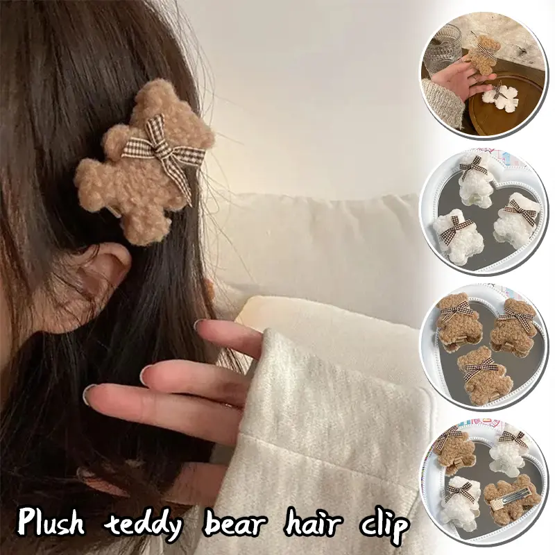 Klip Rambut Mewah Beruang Kecil, Klip Poni Gadis Comel, Klip Sisi, 1 Keping