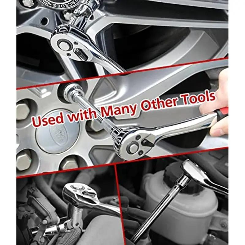 1/4 Inch Multifunctional Ratchet Wrench, 1 Count Quick Release Telescopic Ratchet Socket Wrench Tool, Ratchet Handle Wrench Repair Tools, Hardware, Portable 9