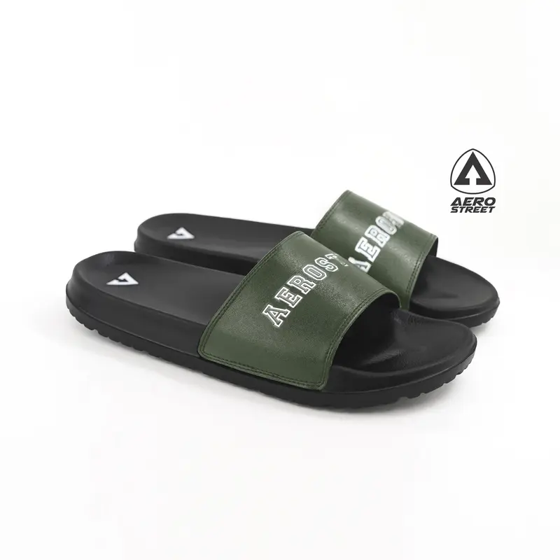 Aerostreet 39-44 Prime Hitam Army - Sandal Sendal Selop Slip On Casual Pria Wanita Aero Street BAAAA 3