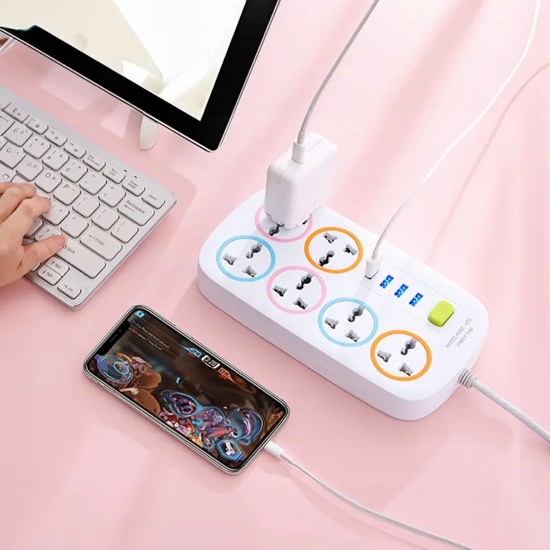 Ổ Cắm Điện Đa Năng Có Cổng Sạc USB 6-8 Lỗ JYoohome Chống Giật Có Công Tắc An Toàn Chịu Tải 2200W 4