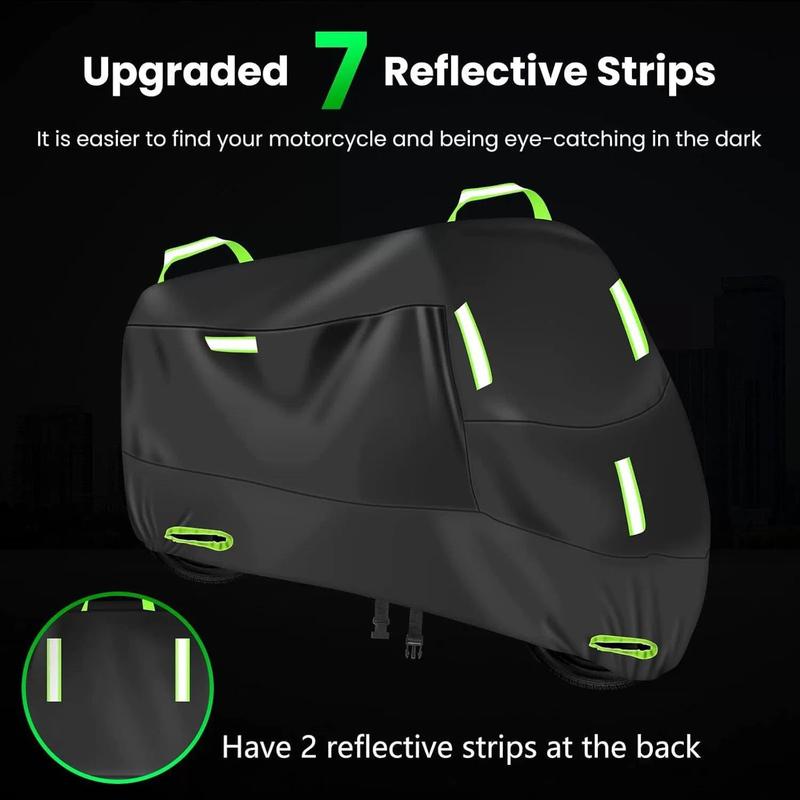 Product Introduction of Motorcycle Cover, Waterproof Motorcycle Protective Cover, All-weather Sun-proof Dust-proof Snow-proof UV-proof Motorcycle Cover with Lock Hole Storage Bag 4