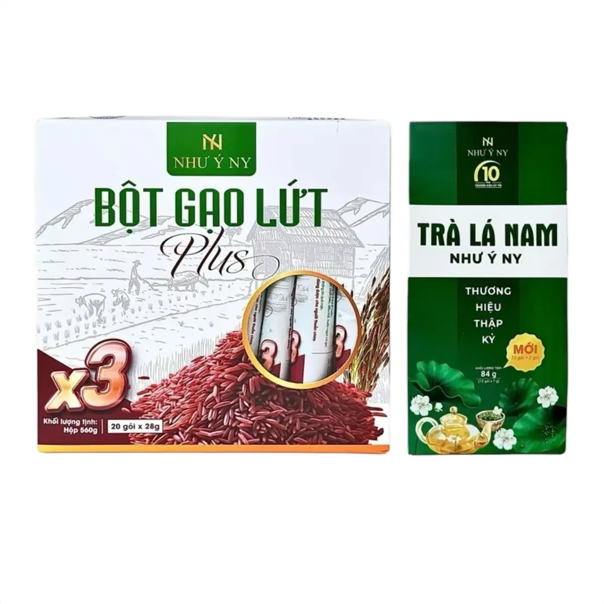 Combo 1  Hộp Bột Gạo Lứt Như Ý Ny plus X3 +Trà Lá Nam Như Ý NY +thước Dây