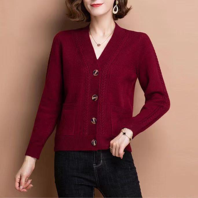 Product Introduction of Quần Áo Cho Mẹ TRUNG NIÊN Áo Len Ngoài Áo Cardigan, Dài Ngắn, Phong Cách Phương Tây, Thời Trang Mùa Xuân Và Mùa Thu, Có Thể Mặc Ngoài Trời, Dệt Kim, Áo Khoác Nhỏ Hàng Mới Về 1