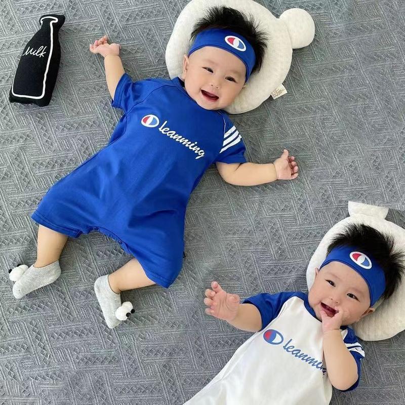 Bodysuit Ngắn Tay + Băng Đô Cho Bé Trai Và Bé Gái Áo Liền Quần Thể Thao Cotton Cho Trẻ Sơ Sinh Phong Cách Hàn Quốc 0-24 Tháng Mùa Hè Mới