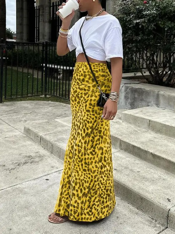 Women's Leopard Print High Waist Bodycon Skirt, Fashion Fitted Casual Long Skirt for Daily Outdoor Wear, Ladies Bottoms for Summer, Womenswear, Skirts for Women, Casual Fashionable Skirt, Boho Casual Skirt 6