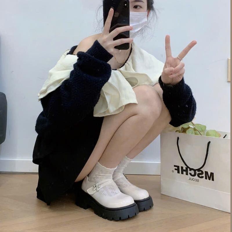 giày nữ giày lolita đế bằng nâng gót thời trang, giày nhà luhana luôn sẵn hàng 4