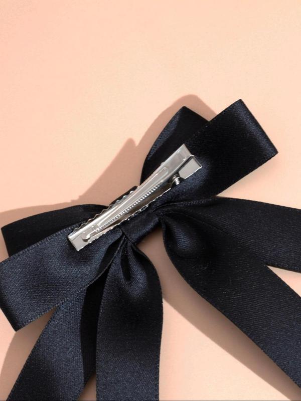 Elegant Double Layered Bow Design Hair Clip, Solid Color Long Tail French Hair Clap, Fashionable Hair Accessories for Women & Girls, Barrettes 7