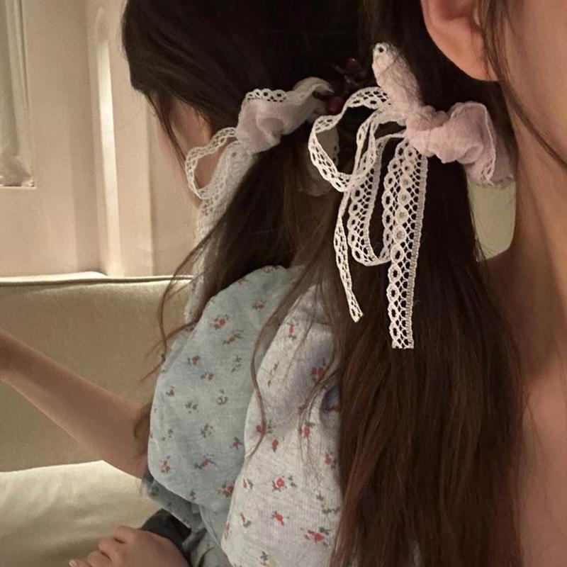 Product Introduction of Scrunchie Ruy Băng Nổi, Thiết Kế Nơ Ren, Dây Buộc Tóc, Nút Thắt Nơ Ruột Hàn Quốc, C0X9 35
