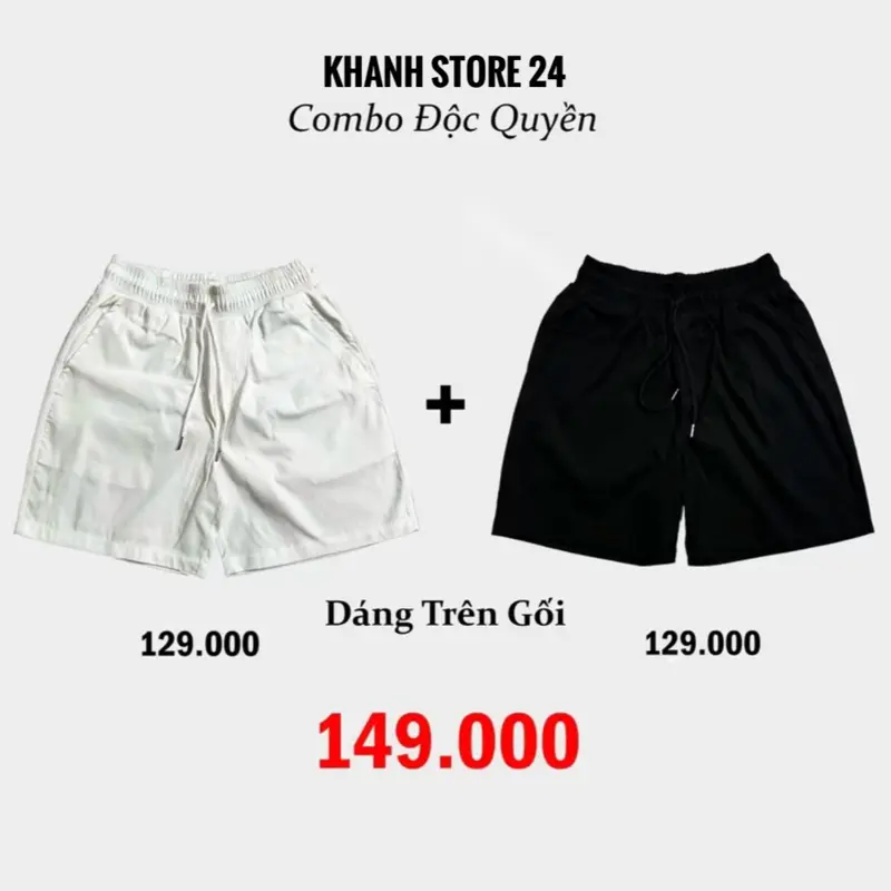 Combo 2 Quần Short Kaki Dù Khanh Store 24 Dáng Trên Gối Menswear