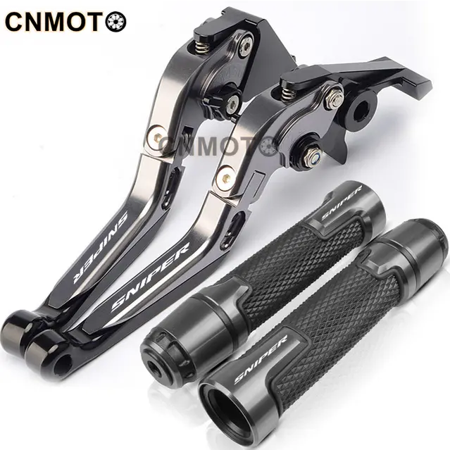For YAMAHA Sniper 150 155 155R modified high-quality CNC aluminum alloy 6-stage adjustable Foldable brake lever clutch lever with Handlebar grips glue Set