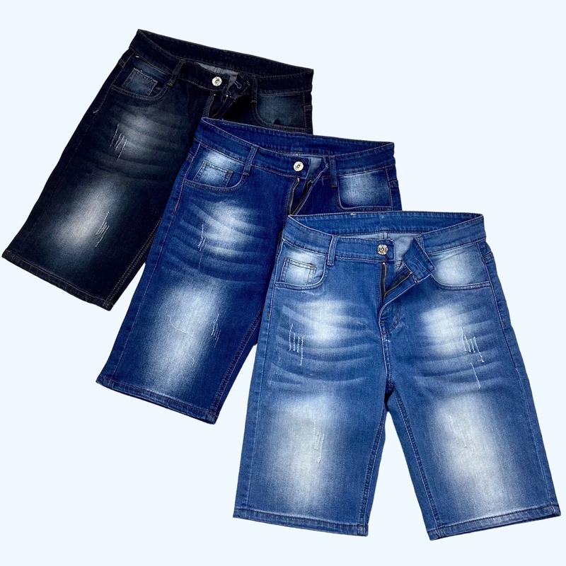 Combo 3 chiếc quần short jean nam cotton co giãn thoải mái From chuẩn dáng suông