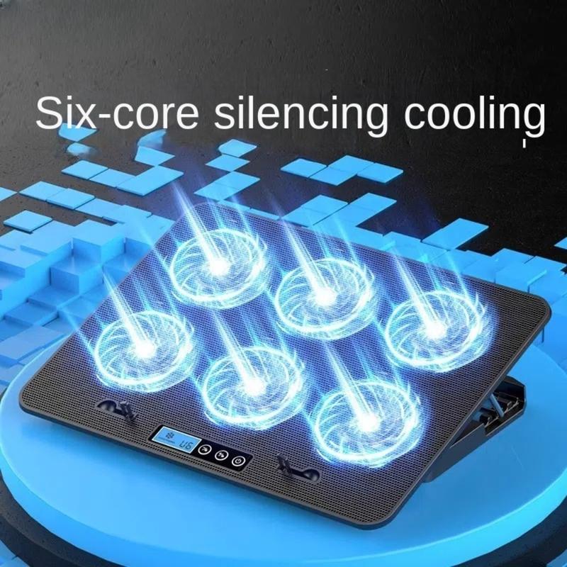 Product Introduction of Tấm làm mát máy tính xách tay, Cầm Tay và Có Thể Gập Lại, 5 góc có thể điều chỉnh, với Giá đỡ điện thoại, Giá Chân Đế làm mát, 6 quạt yên tĩnh, Đế làm mát máy tính xách tay, Thích hợp cho 13-18 inch 19