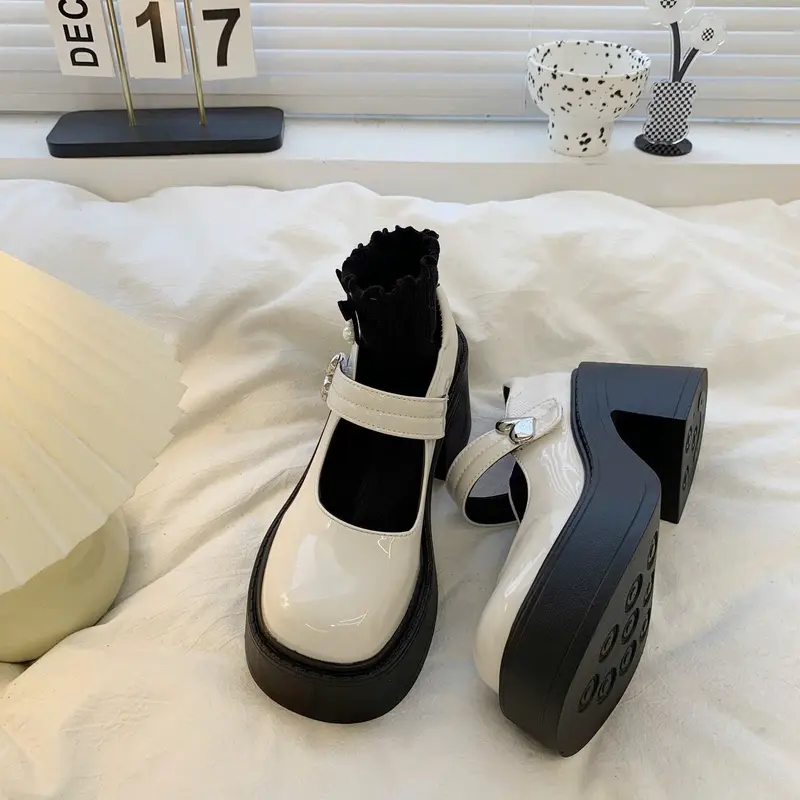 (From To Lui Size) Giầy BúP Bê Mary Jane Lolita đế cao 7cm Chất da bóng siêu êm (Hànhqc fullbox) cho Nữ - Shoes 4