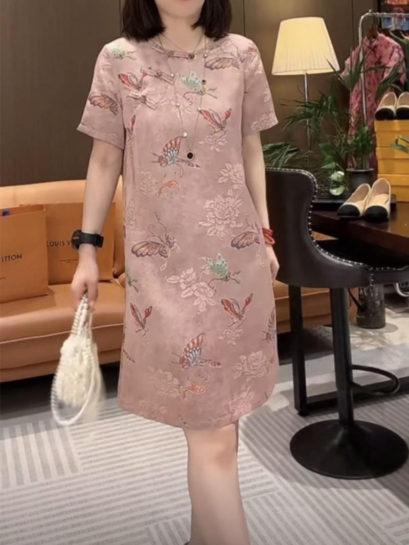 Product Introduction of T71483# Dress For Women Vintage Age-reducing Loose Dress Women Cheongsam Elegant Summer New Arrival Flower Printing Womens Dresses 2