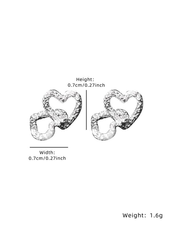 Heart Design Stud Earrings, Fashionable Textured Earrings for Women for Party, Daily Clothing Decor, Trendy All-match & Exquisite Jewelry for Birthday Gift 1