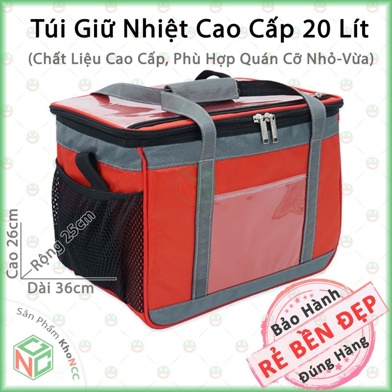 KhoNCC Túi Giữ Nhiệt 20Lít Loại Tốt Dùng Giao Hàng Shipper Grab Beamin Cho Quán Ăn Uống Vừa và Nhỏ - NKT-7036-GN20L-D