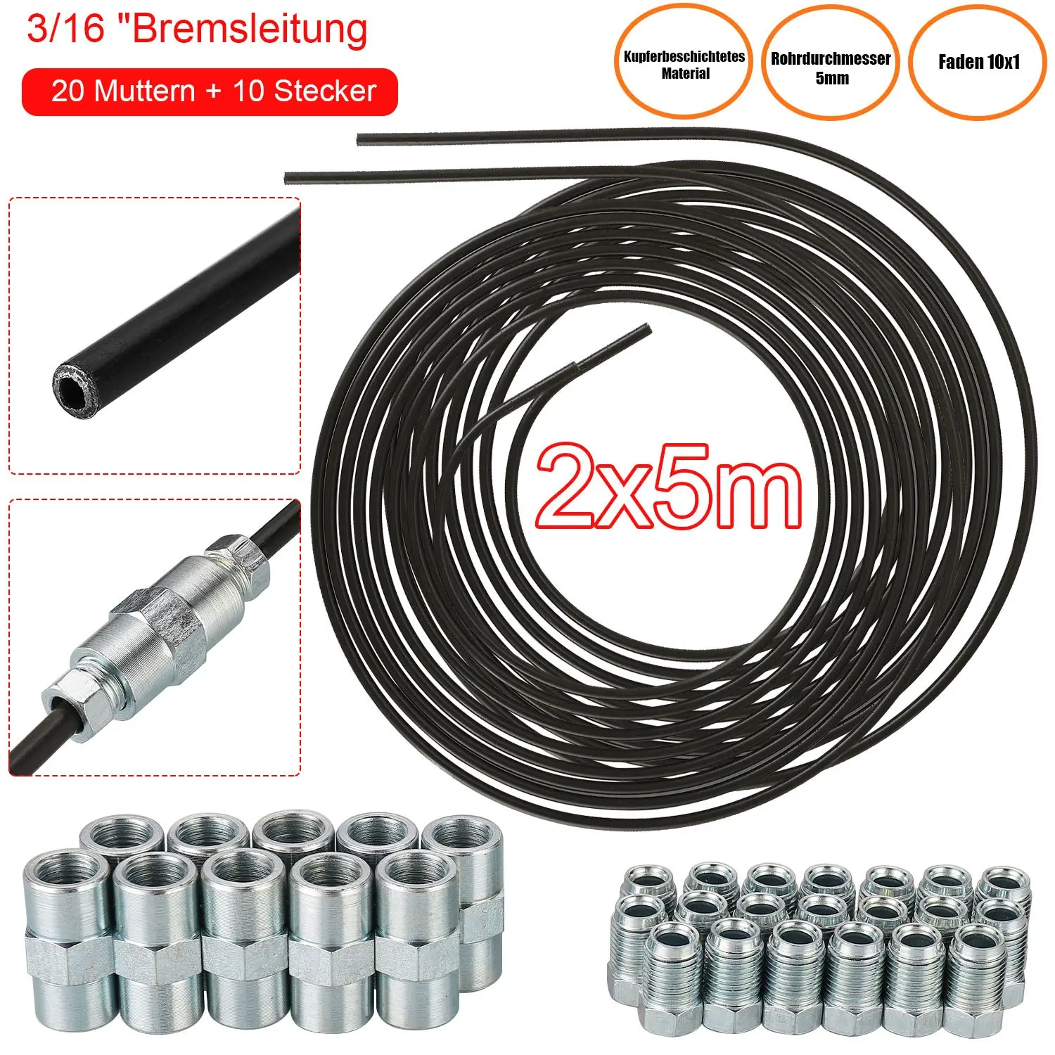 Convenient 2*5m 316 Brake Pipe Kit, Suitable for Automotive, Refrigeration, and Heater Manufacturing Industries
