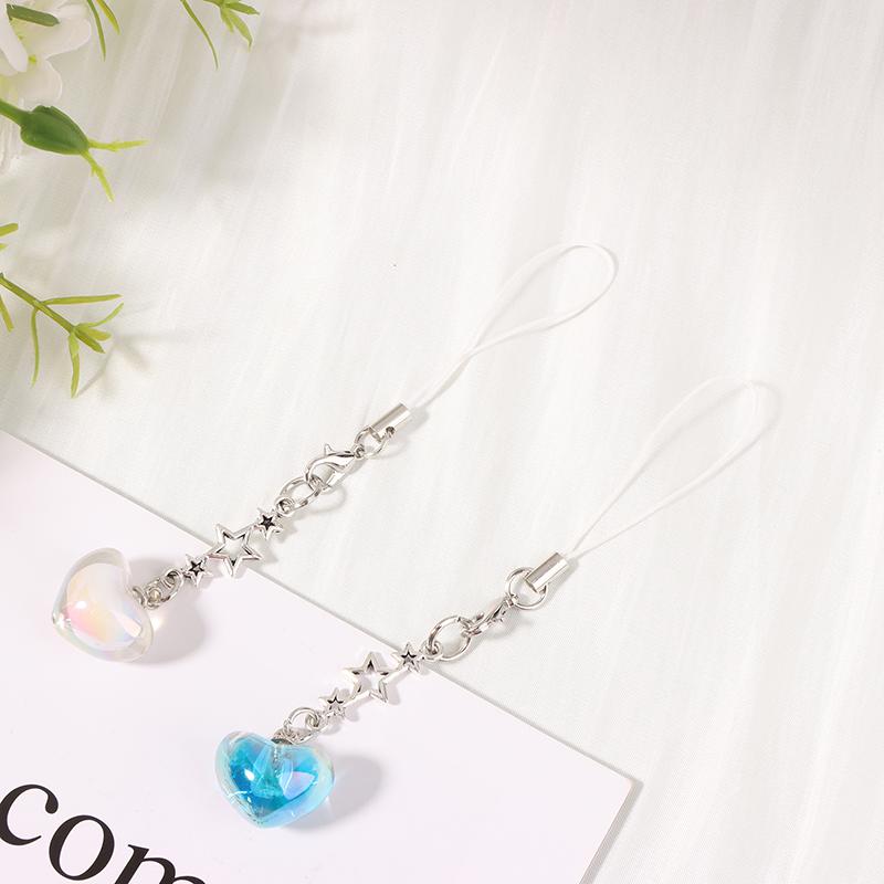 Dây Đeo buộc điện thoại di động, Thiết kế ngôi sao trái tim Y2K thời trang, Phong cách tối giản, Dây đeo điện thoại di động dễ thương, với mặt dây chuyền móc chìa khóa, Đồ Trang Trí 5
