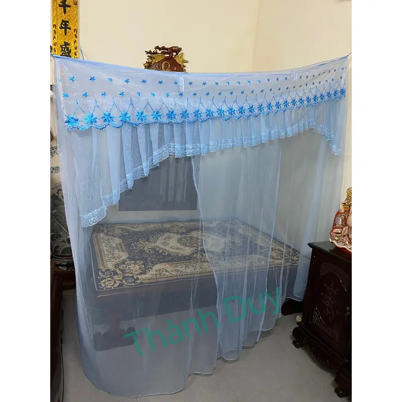 Mùng Ngủ-Màn Ngủ Tuyn Lạnh Thái Diềm Ren Thêu Cung Đình Cao Cấp 1
