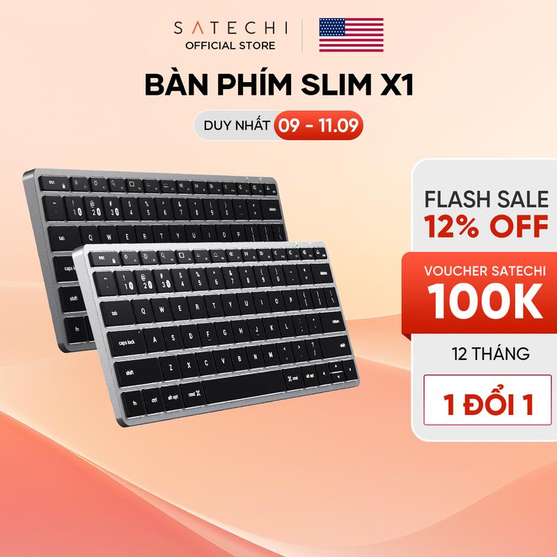 THƯƠNG HIỆU MỸ SATECHI Bàn phím bluetooth Slim X1 X2 X3 có đèn nền cho M2 M1 MacBook Pro Air M2 M1 iPad Pro Air M2 Mac