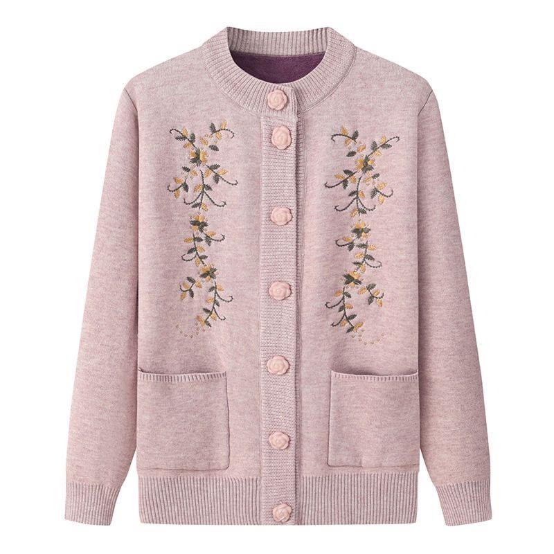 Áo khoác len nữ trung  niên cho bà cho mẹ, áo khoác cardigan cho phụ nữ trung tuổi, áo len cho bà già Top Đỏ