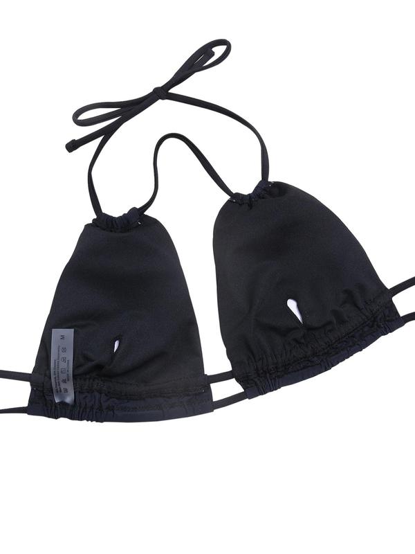 Women's Solid Backless Halter Bikini Set, Ruched Tie Back Swimsuit Top & Swimsuit Bottom, Swimsuit Sets, Bathing Suits 2024 for Women 6