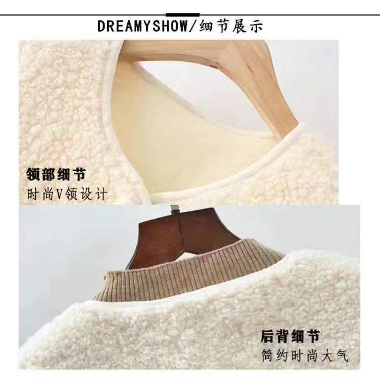 Product Introduction of round Neck New Women's Autumn and Winter Western Style Korean Style Loose Fleece Coat Fleece Short Cardigan Jacket 11