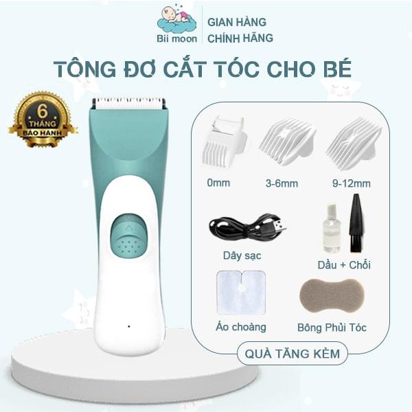 Tông Đơ Cắt Tóc Cho Bé EMOON Đầu Lưỡi Bo Tròn An Toàn Chạy Êm Sạc Pin Tách Rời