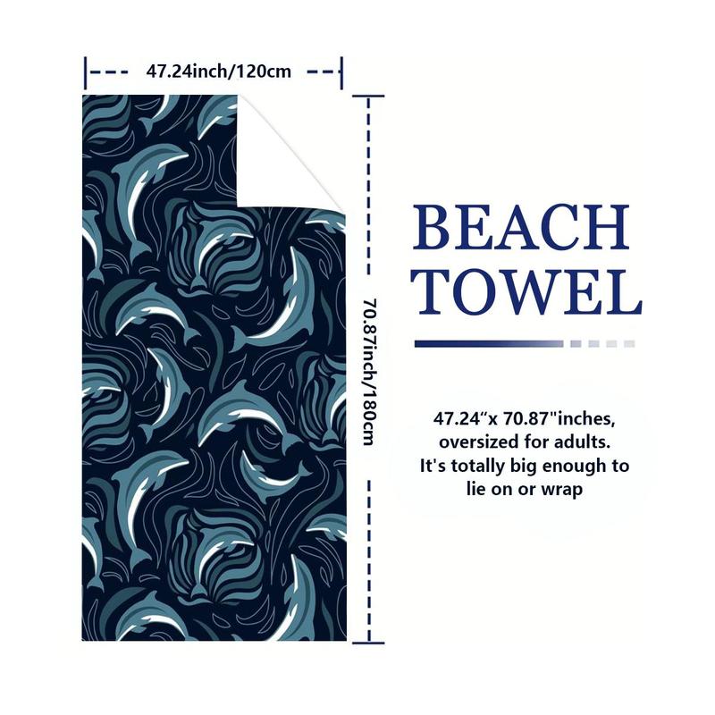 Abstract Wave Pattern Beach Towel, Portable Foldable Large Bath Towel, Multifunctional Towel for Beach Vacation Outdoor Picnic 3