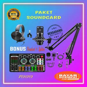 PAKET KOMPLIT SOUNDCARD F999 PAKET LENGKAP CONDENSER MIC MICROPHONE BM800 PAKET KOMPLIT F999 SOUND CARD MIKROFON