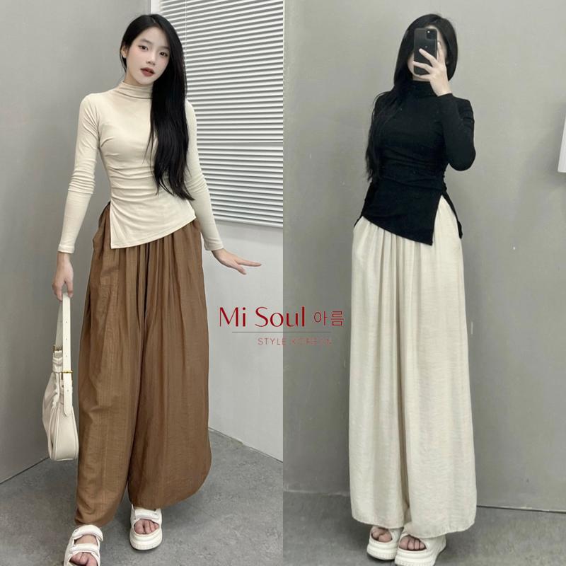 Product Introduction of Áo Giữ Nhiệt Dài Tay Nữ Cổ 3 Phân Nhúm Sườn Xẻ Tà BigSize MiSoul, Áo Thu Đông Cổ 3 Phân Dáng Form Ôm Body 222 Top Cổ Tròn Women Ong Đen 10