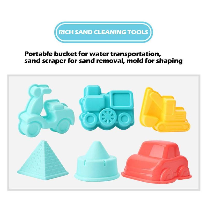 Product Introduction of Travel Beach Toys  Beach Toys Set With Sand Rake Watering Can Bucket Shovels Rakes Models Play Tools 26