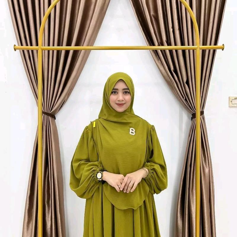 GAMIS ABAYA SET HIJAB SYAR'I BAHAN CRINKLE AIRFLOW PREMIUM MUSLIM PANJANG 2
