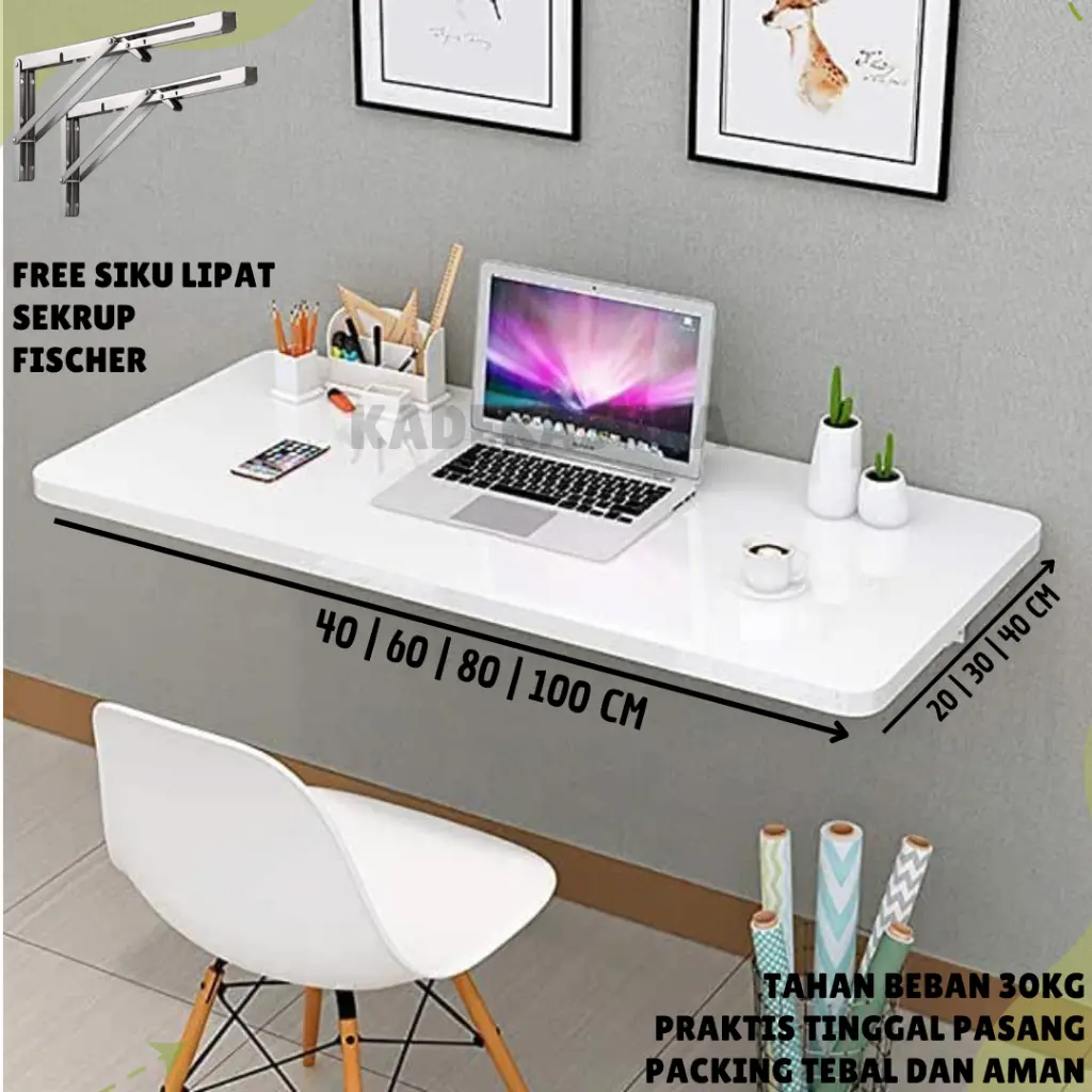 Meja Lipat Praktis Tempel Tembok Meja Lipat Laptop Free Siku Lipat Tinggal Pasang Kayu Furniture