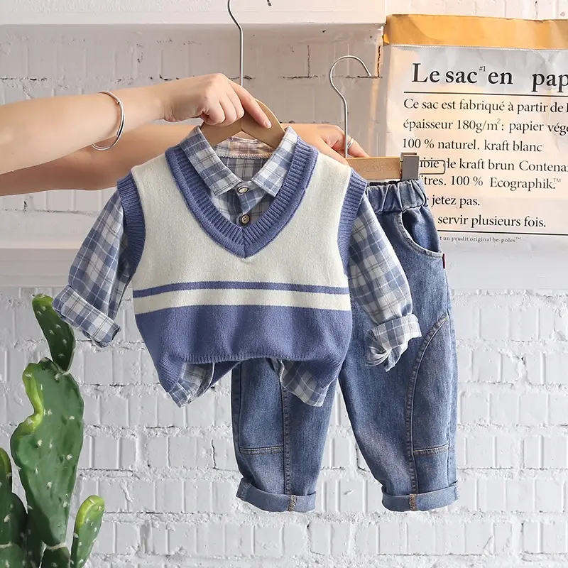 PROMO 8.8 Candytown Setelan 3in1 Kemeja Bayi anak Laki-laki Lengan panjang Berkualitas SET ODSSEY EBV 1