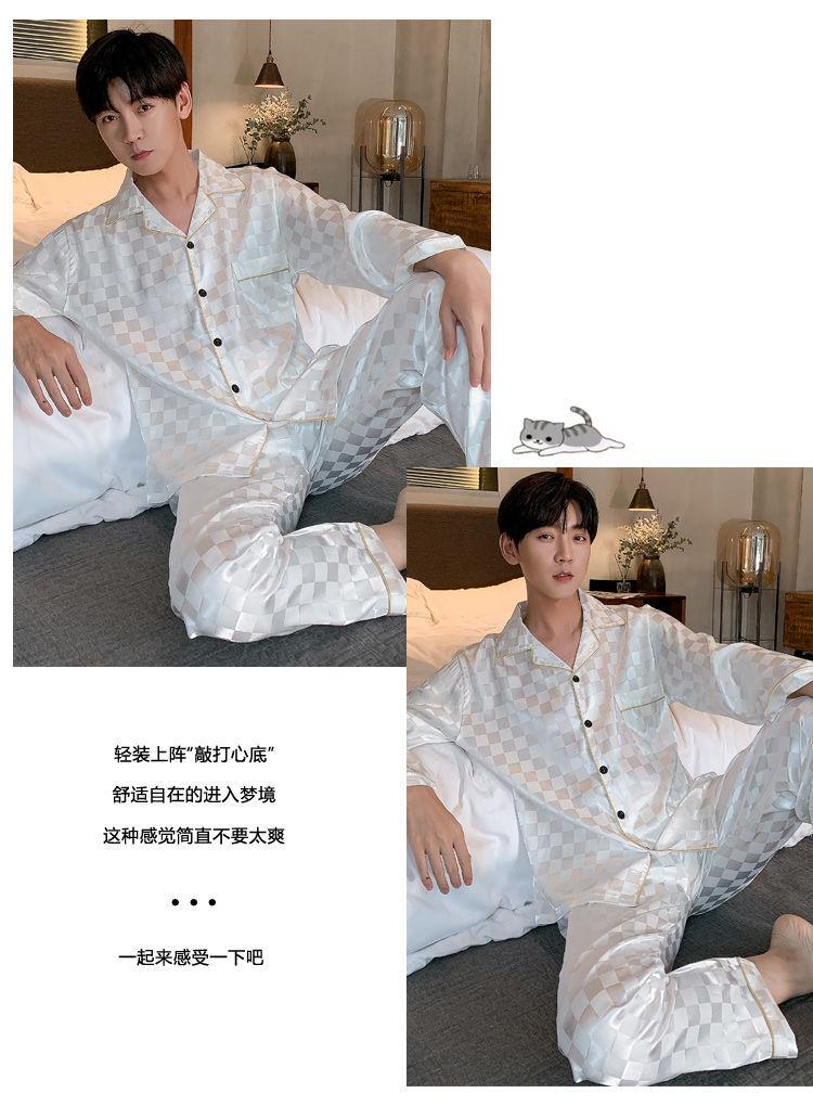 Product Introduction of Đồ Ngủ Nam, Bộ Sưu Tập Mùa Xuân Và Mùa Thu, Dài Tay, Chất Liệu Lụa Lạnh Mỏng Và Ngoại Cỡ, Cao Cấp, Chất Liệu Lụa Nhân Tạo, Thích Hợp Cho Mùa Xuân Và Mùa Thu, Ngoại Cỡ, Thích Hợp Cho Học Sinh, Bộ Đồ Mặc Nhà, Hàng Mới Về 2025 18