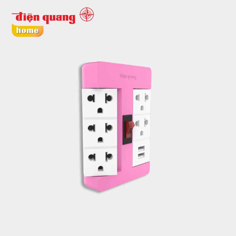 Ổ cắm Xoay 90° Điện Quang ĐQ ESK RT 53 2USB ( 5 lỗ 3 chấu, 2USB ) 2
