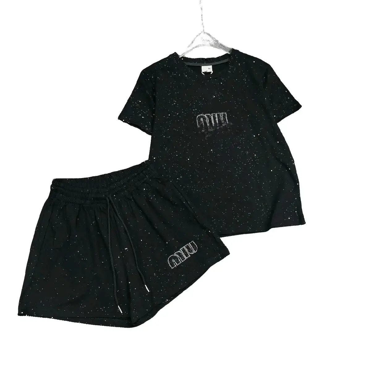 Bộ đùi nữ nhũ đá áo cộc tay +quần đùi B88 Cotton Menswear Nhung Voi