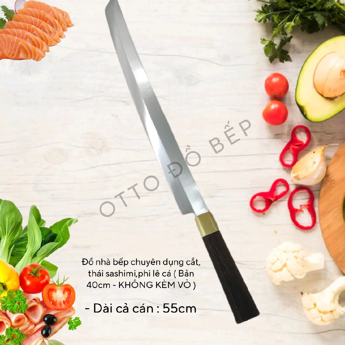 ( B55 cm ) Dụng cụ nhà bếp dao cắt thái sashimi, bánh mì, bổ dưa.