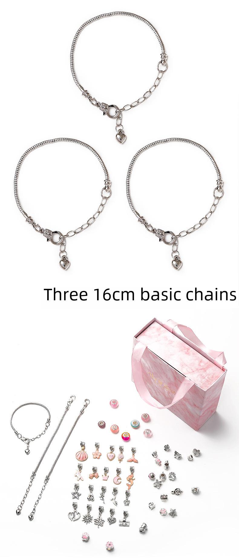 Product Introduction of Cross-Border Hot-Selling Children's Handmade Crystal Loose Beads Alloy Bracelet DIY Beading Material Kit Jewelry Accessories Gift Box Set 14