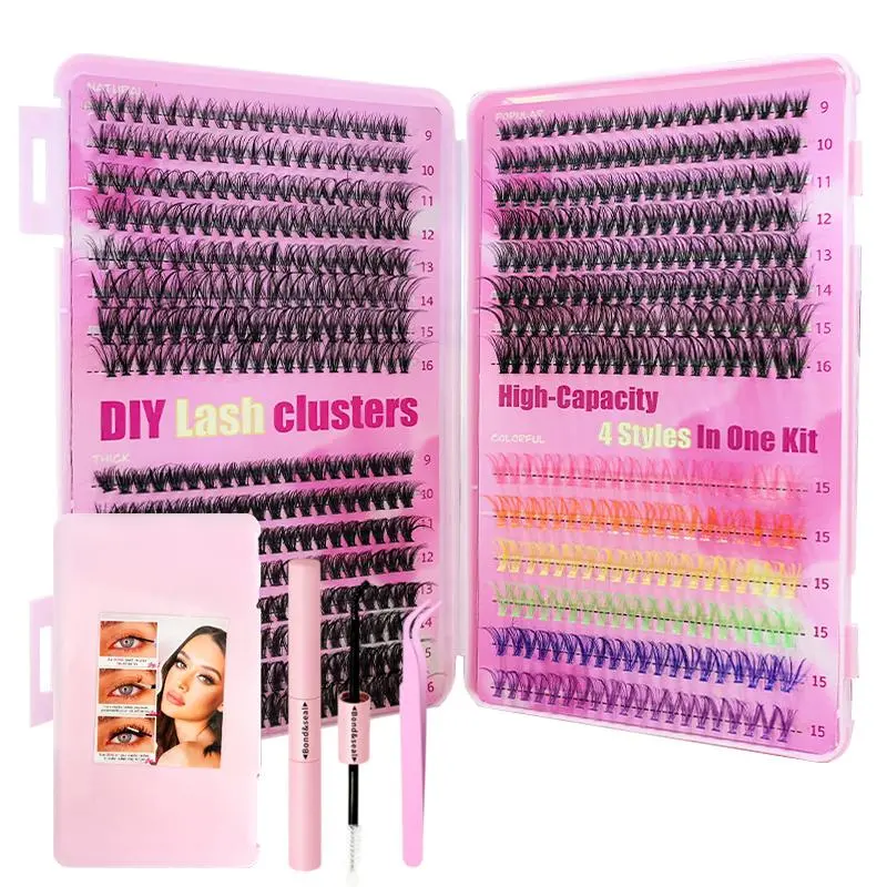 Mixed Length Individual False Eyelashes with Lash Glue & Tweezers, Natural Look Eyelash Extensions, Self Grafting Curl Eyelashes, Eye Makeup Enhancement False Eyelashes, Cosmetic Beauty Supplies for Girls & Women