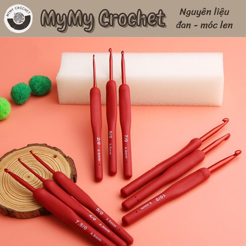 Kim móc cán đỏ mô phỏng Hoa Tulip cho bạn mới bắt đầu kim móc len sợi Kim Tuyến