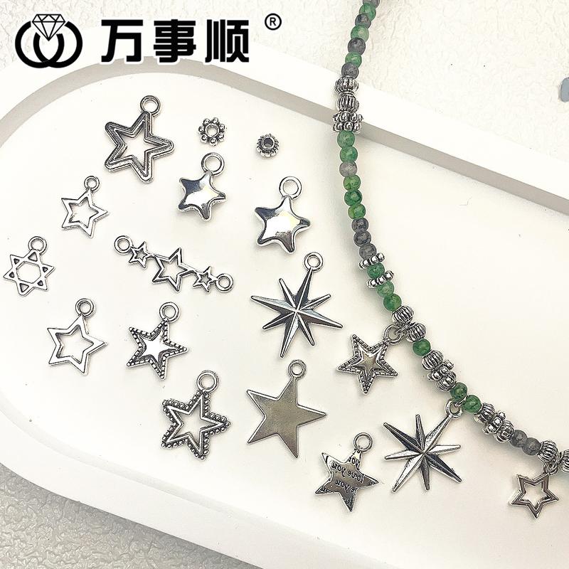 Cross-border special supply for retro Tibetan silver bead barrier alloy DIY accessories star pendant necklace bracelet jewelry accessories wholesale 2